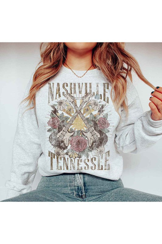 NASHVILLE TENNESSEE GRAPHIC SWEATSHIRT PLUS SIZE ASH 1X by ALPHIA | Fleurcouture