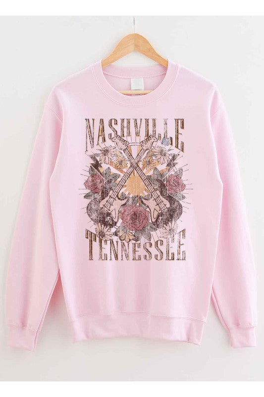 NASHVILLE TENNESSEE GRAPHIC SWEATSHIRT PLUS SIZE PINK 1X by ALPHIA | Fleurcouture