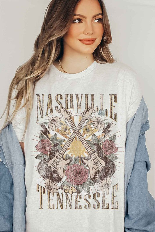 NASHVILLE TENNESSEE T-SHIRT PLUS SIZE ASH 1X by ALPHIA | Fleurcouture