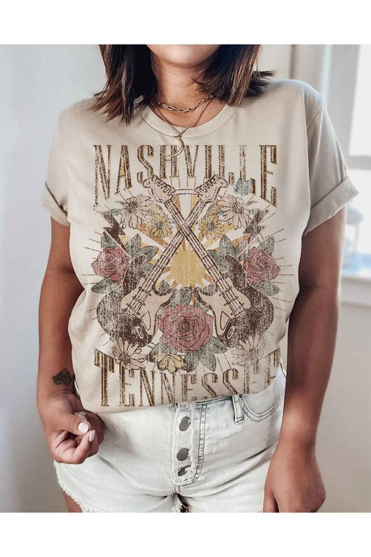 NASHVILLE TENNESSEE T-SHIRT PLUS SIZE SAND 1X by ALPHIA | Fleurcouture