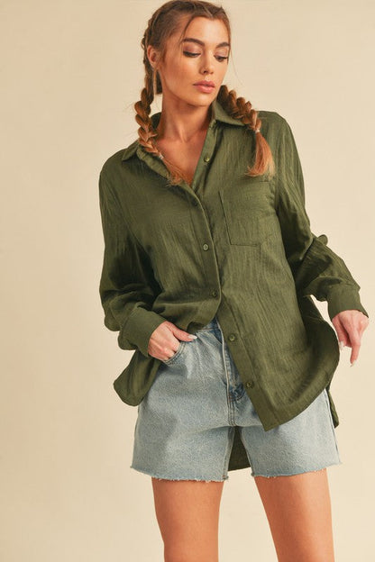 Nattie Shirt OLIVE S by Aemi + Co | Fleurcouture