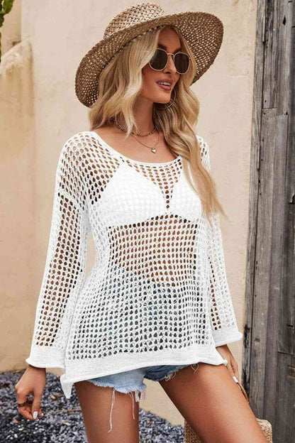 Natty Openwork Cover-up White OS by ClaudiaG Apparel | Fleurcouture
