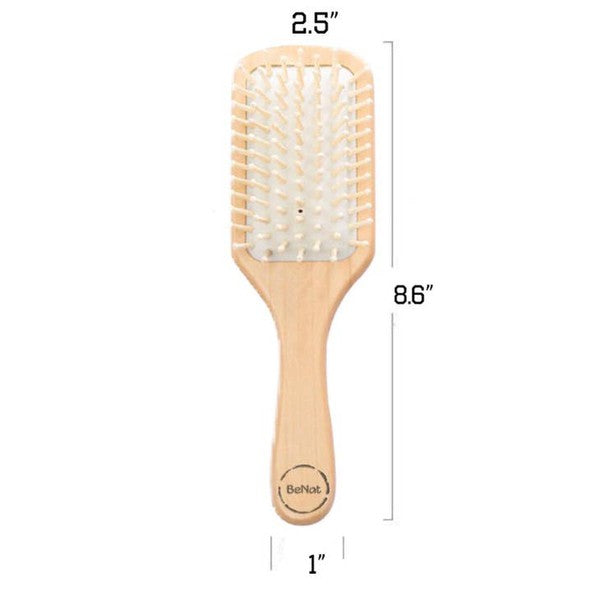 Natural Wooden Detangling Hair Brush As shown One Size by BeNat | Fleurcouture