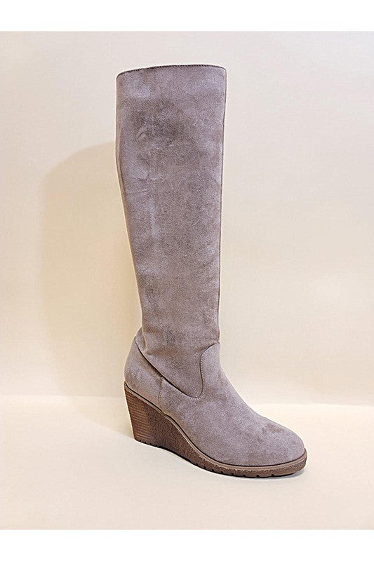 NAVAEH-WEDGES KNEE HIGH BOOTS TAUPE 6 by Let&