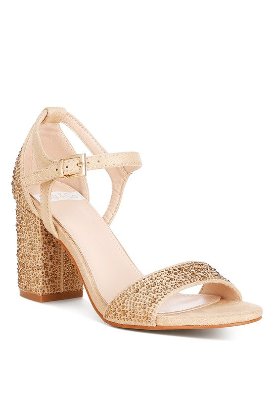 Navoli Rhinestones Embellished Sandals Beige US-5 / UK-3 / EU-36 by Rag Company | Fleurcouture