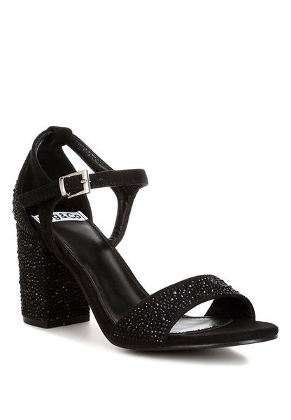 Navoli Rhinestones Embellished Sandals Black US-5 / UK-3 / EU-36 by Rag Company | Fleurcouture