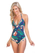 NAVY FLORAL MESH INSERTS ONE PIECE SWIMSUIT Navy/Floral S by Beach Joy Bikini | Fleurcouture