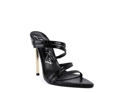 NEW AFFAIR Croc Metal High Heeled Sandals Black 5 by Rag Company | Fleurcouture