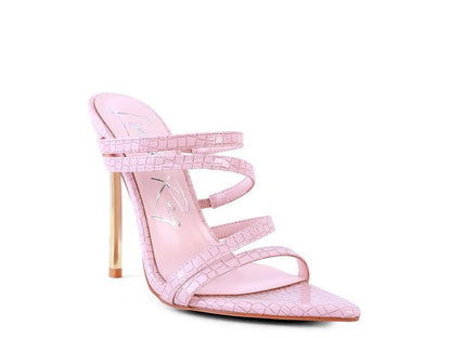 NEW AFFAIR Croc Metal High Heeled Sandals Pink 5 by Rag Company | Fleurcouture