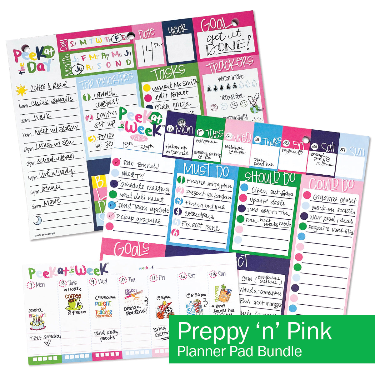 NEW! Plan Your Way Bundle | Daily &amp; Weekly Planner Pads Preppy Pads by DAS | Fleurcouture