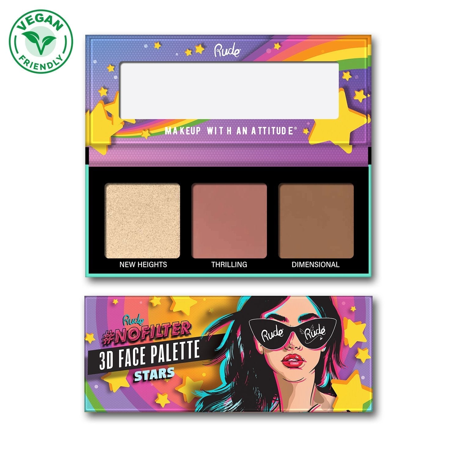 NoFilter 3D Face Palette Display Set, 12pcs Wholesale Set by Rude Cosmetics | Fleurcouture