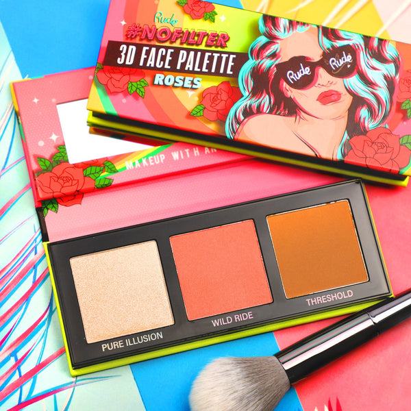 NoFilter 3D Face Palette - Roses Face Palettes by Rude Cosmetics | Fleurcouture