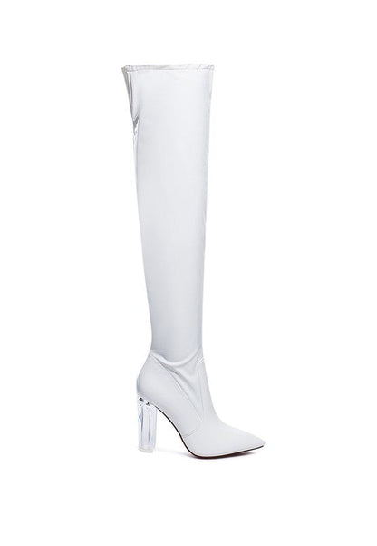 NOIRE THIGH HIGH LONG BOOTS IN PATENT PU by Rag Company | Fleurcouture