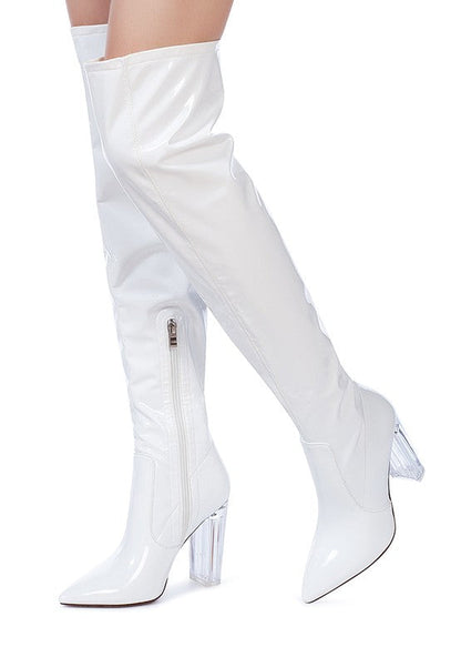 NOIRE THIGH HIGH LONG BOOTS IN PATENT PU by Rag Company | Fleurcouture