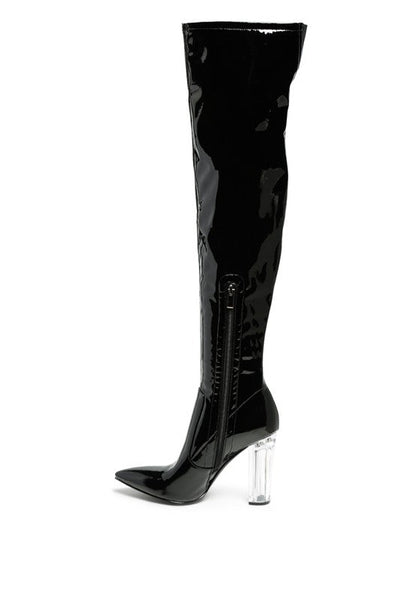 NOIRE THIGH HIGH LONG BOOTS IN PATENT PU by Rag Company | Fleurcouture