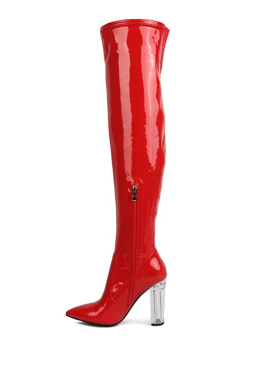 NOIRE THIGH HIGH LONG BOOTS IN PATENT PU by Rag Company | Fleurcouture