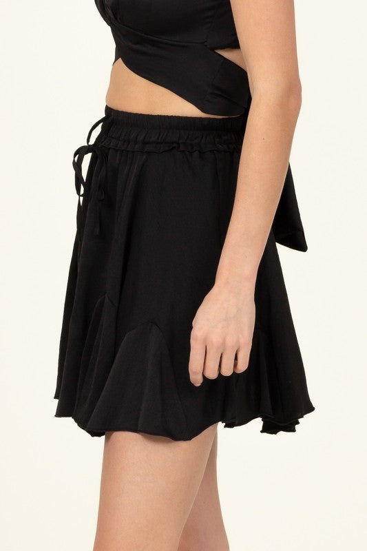 Not Your Girl Drawstring Ruffled Mini Skirt by HYFVE | Fleurcouture