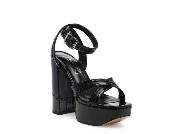 NYLE PLATFORM HEELED SANDALS Black 7 by Rag Company | Fleurcouture