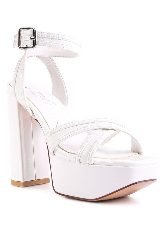 NYLE PLATFORM HEELED SANDALS White 9 by Rag Company | Fleurcouture