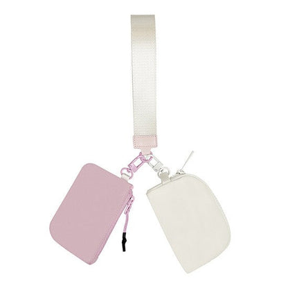 Nylon Double Pouch Clip On Wristlet Wallets Cream + Blush 1 by Dani &amp; Em | Fleurcouture