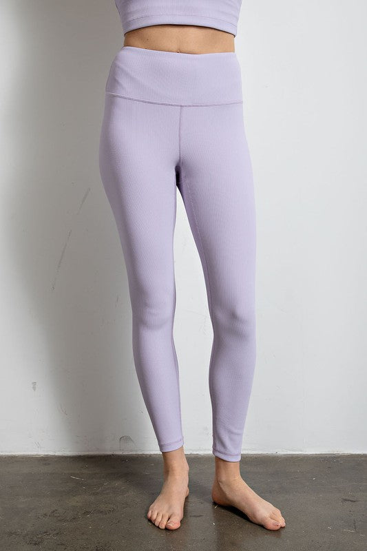 Nylon Rib Yoga Leggings Lavender S by Rae Mode | Fleurcouture