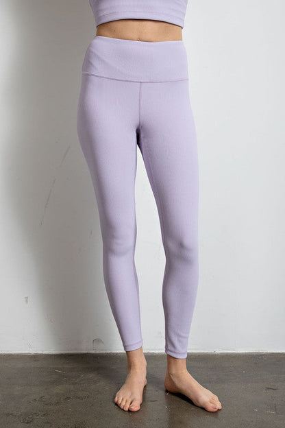 Nylon Rib Yoga Leggings Lavender S by Rae Mode | Fleurcouture