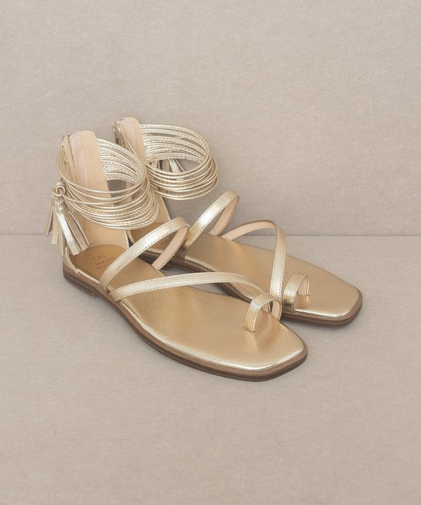 Oasis Society Abril - Strappy Ankle Wrap Sandal GOLD 9 by Oasis Society | Fleurcouture