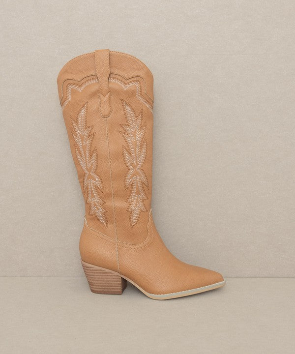 Oasis Society Ainsley - Embroidered Cowboy Boot CAMEL by Oasis Society | Fleurcouture