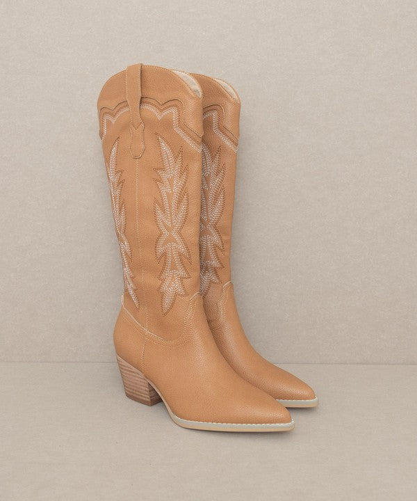 Oasis Society Ainsley - Embroidered Cowboy Boot CAMEL by Oasis Society | Fleurcouture