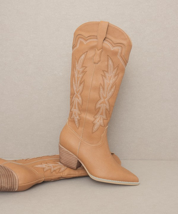 Oasis Society Ainsley - Embroidered Cowboy Boot CAMEL by Oasis Society | Fleurcouture