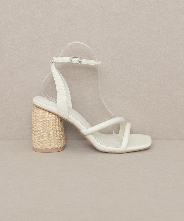 Oasis Society Alaia - Strappy Raffia Heel Sandal BEIGE 7.5 by Oasis Society | Fleurcouture