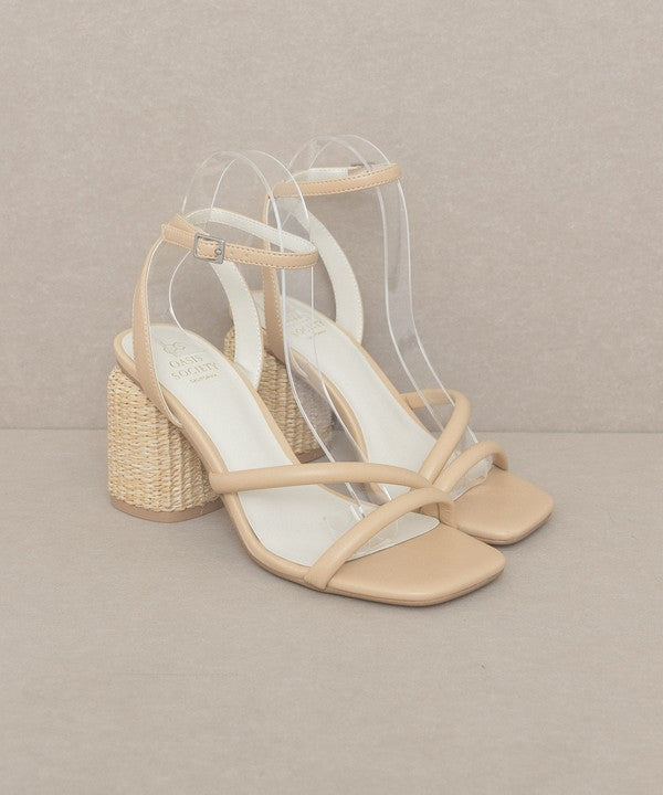 Oasis Society Alaia - Strappy Raffia Heel Sandal NUDE 6.5 by Oasis Society | Fleurcouture