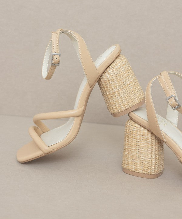 Oasis Society Alaia - Strappy Raffia Heel Sandal by Oasis Society | Fleurcouture