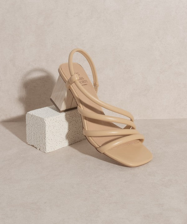 OASIS SOCIETY Ashley - Wooden Heel Sandal NUDE 6 by Oasis Society | Fleurcouture