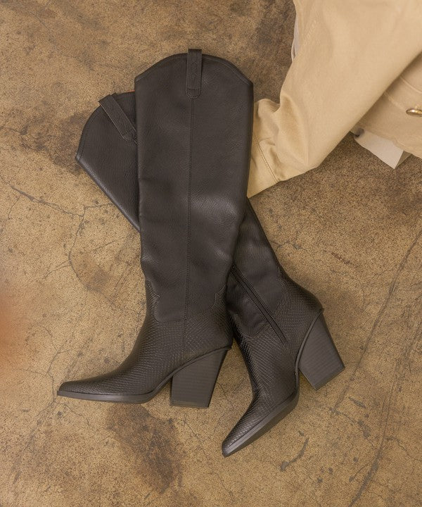 OASIS SOCIETY Barcelona - Knee High Western Boots BLACK 6 by Oasis Society | Fleurcouture