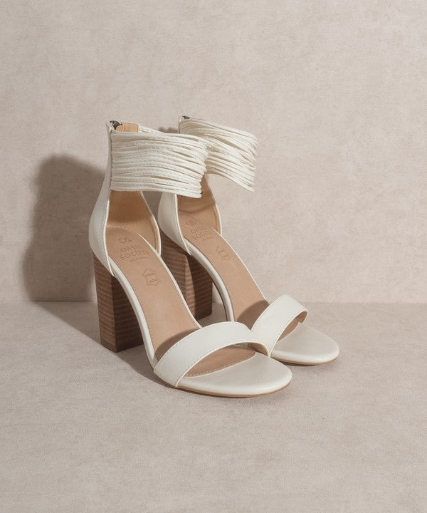 OASIS SOCIETY Blair - Thick Ankle Strap Block Heel WHITE by Oasis Society | Fleurcouture