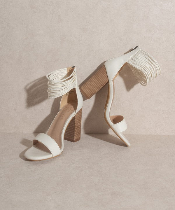 OASIS SOCIETY Blair - Thick Ankle Strap Block Heel WHITE by Oasis Society | Fleurcouture