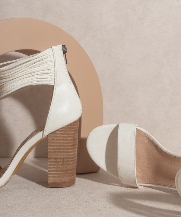 OASIS SOCIETY Blair - Thick Ankle Strap Block Heel WHITE by Oasis Society | Fleurcouture