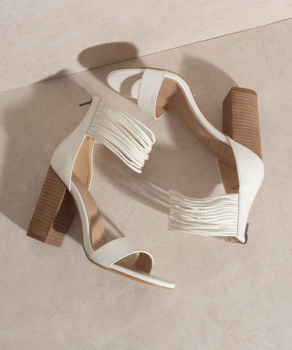 OASIS SOCIETY Blair - Thick Ankle Strap Block Heel WHITE by Oasis Society | Fleurcouture