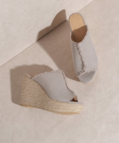 OASIS SOCIETY Bliss - Distressed Linen Wedge LIGHT GREY by Oasis Society | Fleurcouture