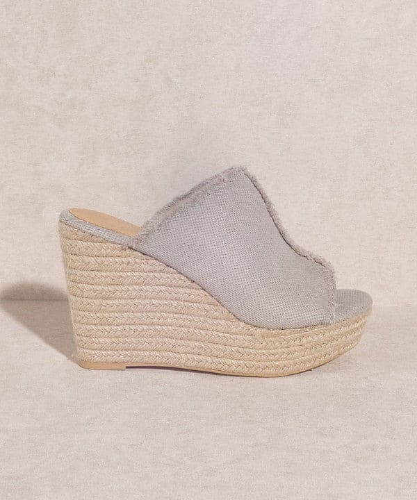 OASIS SOCIETY Bliss - Distressed Linen Wedge LIGHT GREY by Oasis Society | Fleurcouture