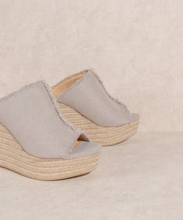 OASIS SOCIETY Bliss - Distressed Linen Wedge LIGHT GREY by Oasis Society | Fleurcouture