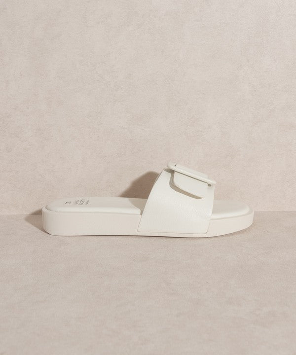 OASIS SOCIETY Daisy - Single Buckle Slide WHITE 6 by Oasis Society | Fleurcouture