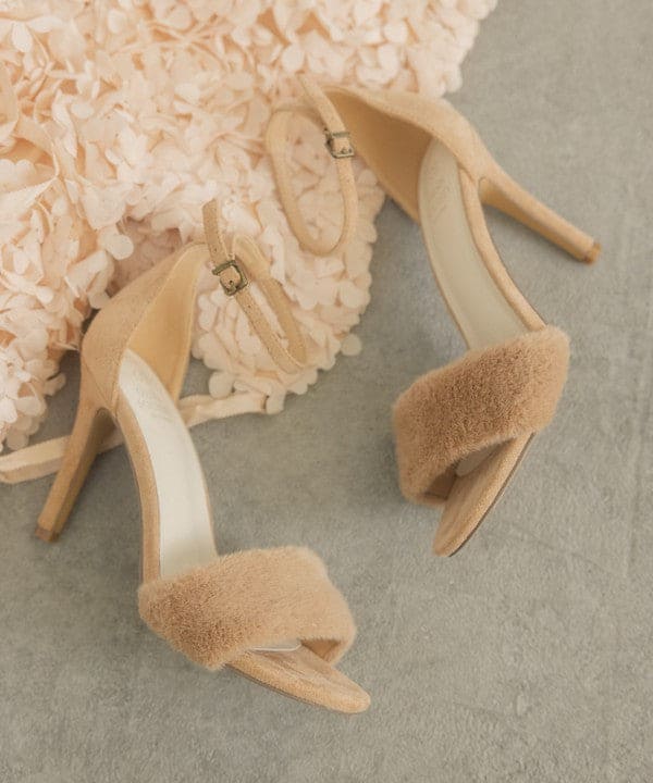 Oasis Society Hadley - Feather Heels ALMOND 6 by Oasis Society | Fleurcouture