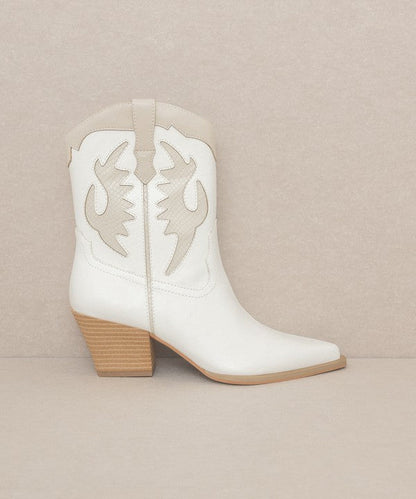 OASIS SOCIETY Houston - Layered Panel Cowboy Boots WHITE 6 by Oasis Society | Fleurcouture