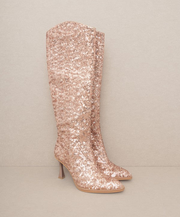 OASIS SOCIETY Jewel - Knee High Sequin Boots by Oasis Society | Fleurcouture