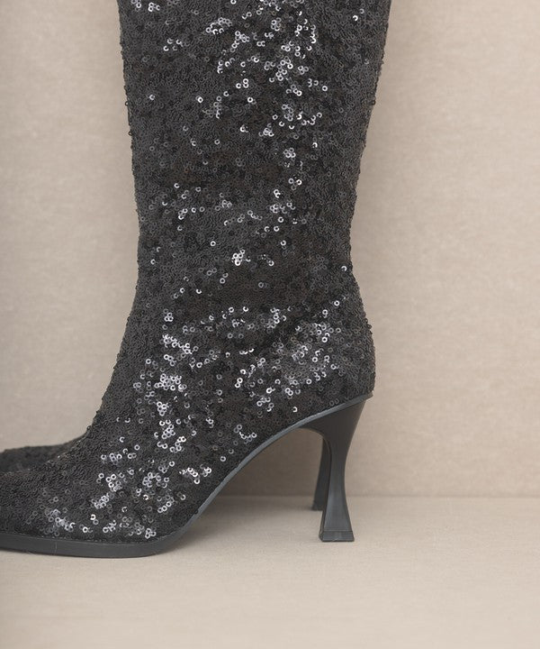 OASIS SOCIETY Jewel - Knee High Sequin Boots by Oasis Society | Fleurcouture