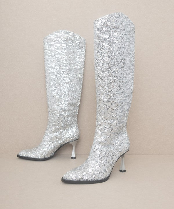 OASIS SOCIETY Jewel - Knee High Sequin Boots by Oasis Society | Fleurcouture