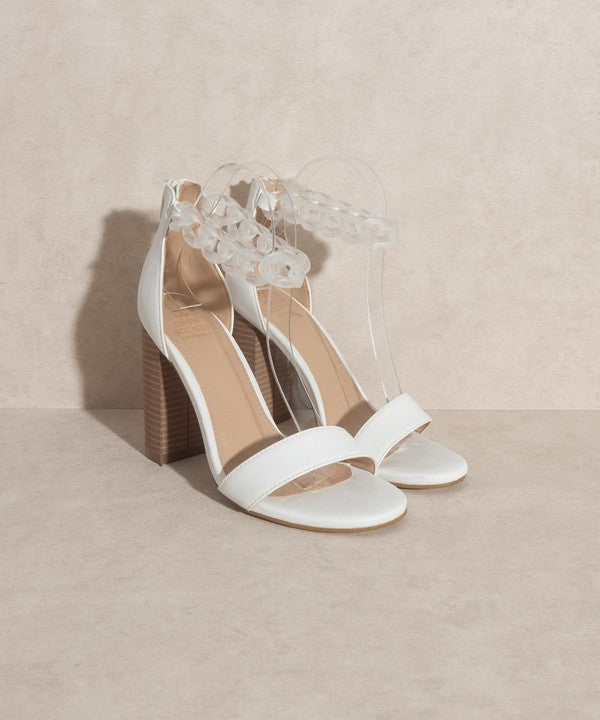 OASIS SOCIETY Josie - Ankle Chain Heel WHITE 8.5 by Oasis Society | Fleurcouture