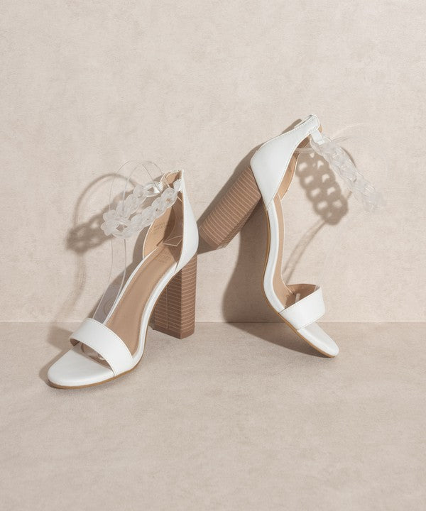 OASIS SOCIETY Josie - Ankle Chain Heel WHITE 8.5 by Oasis Society | Fleurcouture